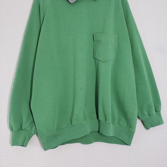 Vintage Ann Taylor Collar Sweatshirt Womens Medium Green Oversized Baggy Faded - Picture 5 of 16